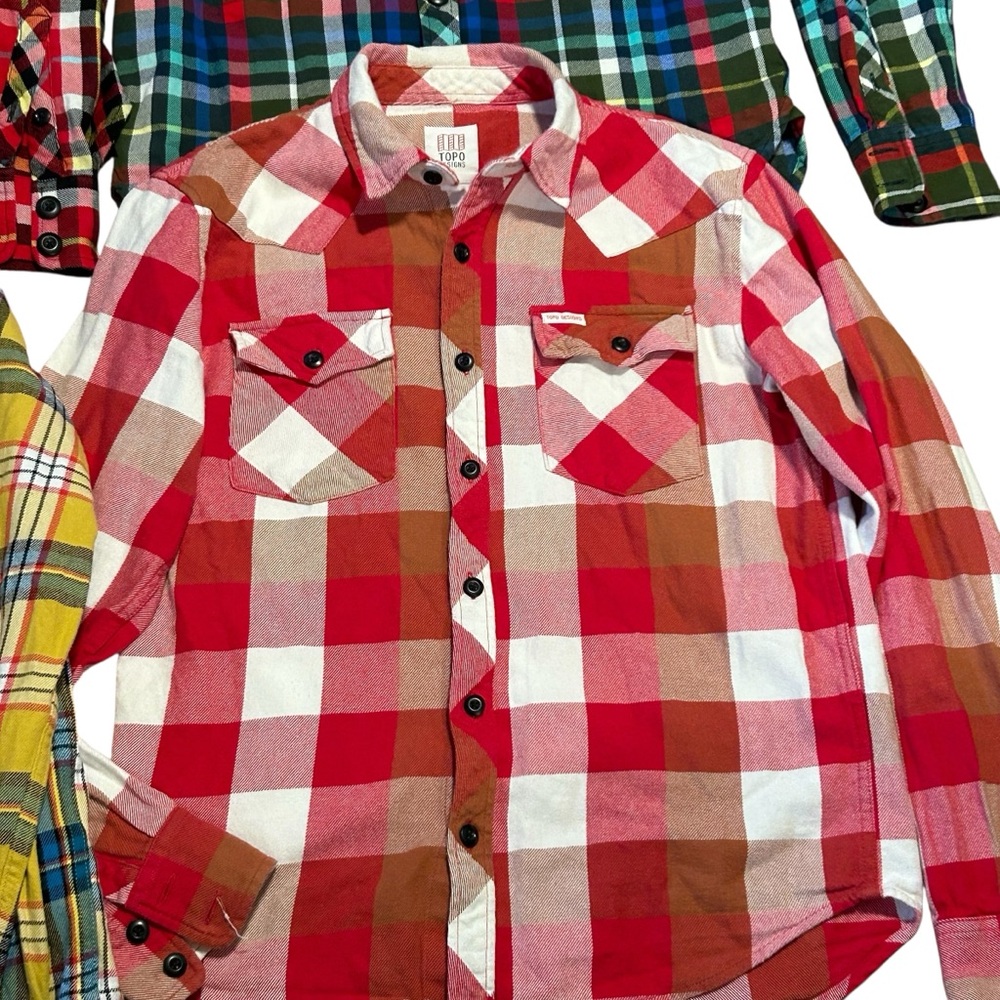 Topo Designs Plaid Flannel Shirts Lot Of 4 Mountain Sz Medium Button Down - Picture 3 of 6